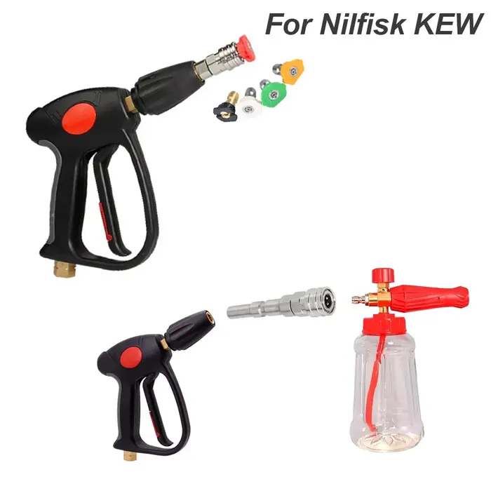 Adaptateur pour nettoyeur haute pression Nilfisk/KEW/ALTO – connexion rapide 1/4" avec buse de pulvérisation et barre d'extension pour lavage de voiture