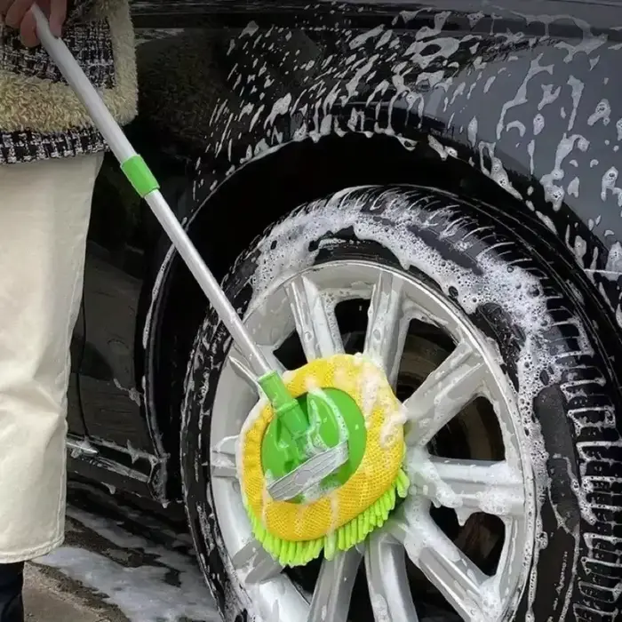 ​ ​ Brosse de nettoyage de voiture télescopique - Balai super absorbant à long manche réglable pour le lavage des vitres et le detailing ​ ​