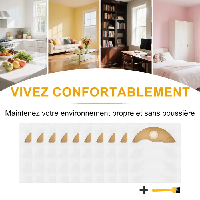 Ensemble de 11 pièces: sacs filtrants pour aspirateur pour Kärcher NT 22/1 AP/AP TE L (remplacement 2.889-217.0)