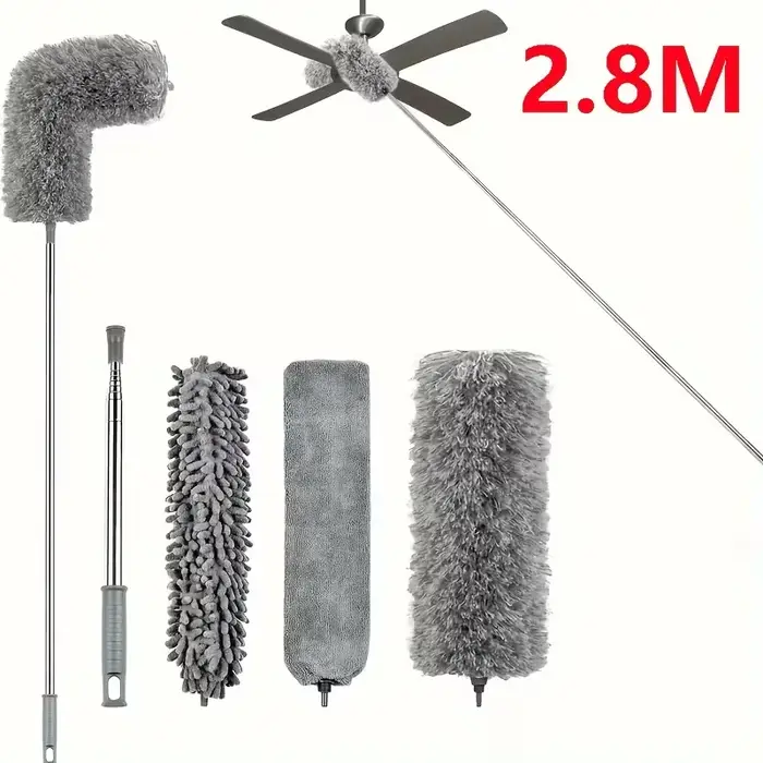 Plumeau extensible en microfibre avec longue poignée pliable – Réutilisable pour ventilateurs de plafond hauts