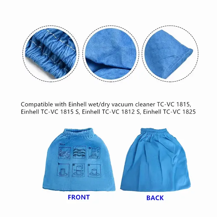 Sac filtrant textile compatible avec Einhell backing/Dry TC-VC 1820