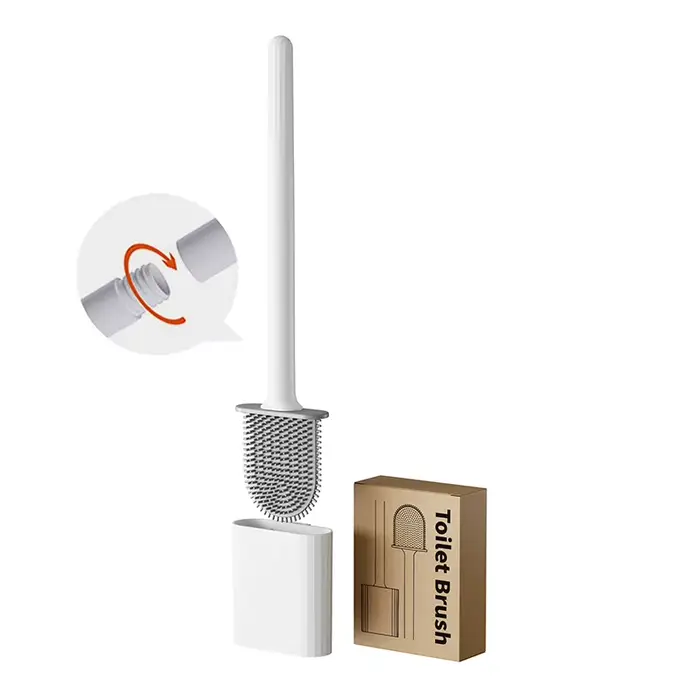 Brosse de toilette souple à poils flexibles, mini brosse WC en silicone, support mural étanche, outi