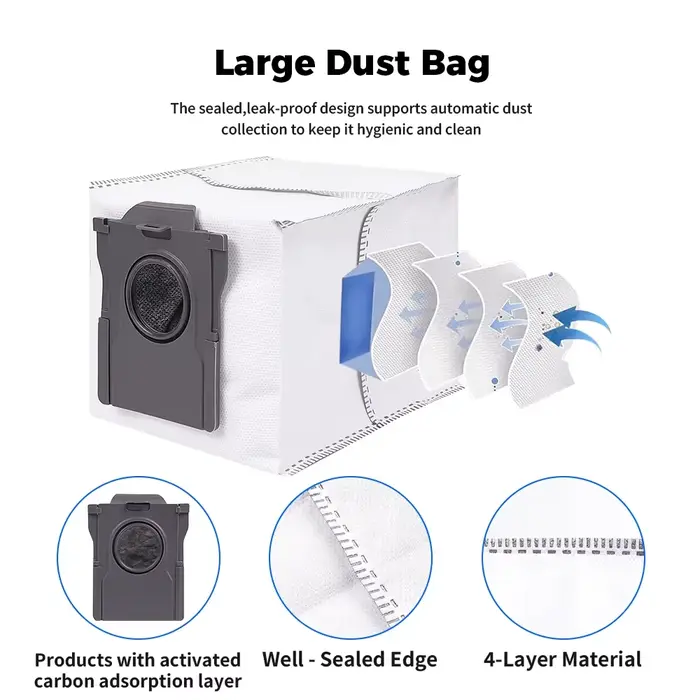 Sacs à poussière et chiffons de nettoyage pour robots aspirateurs Dreame X30/X40/X50 Ultra