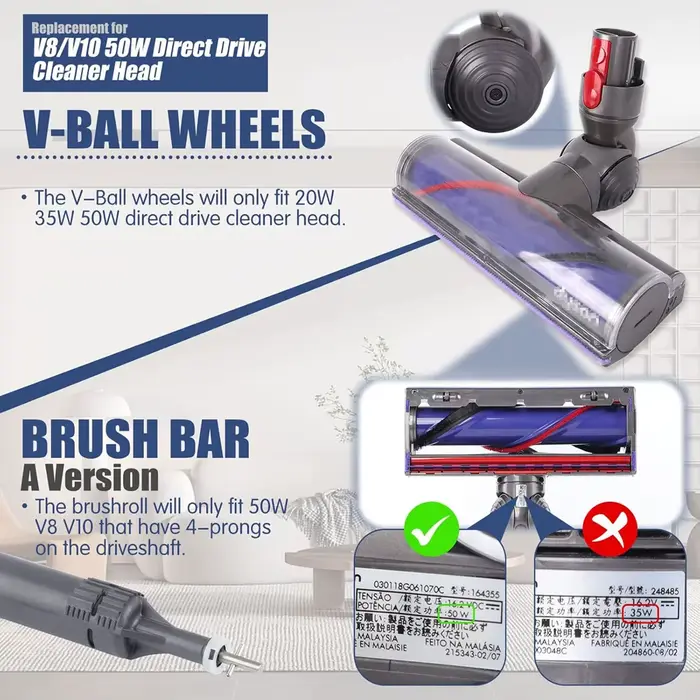 Roue sphérique et kit de brosse à rouleau pour aspirateur Dyson V8 V10