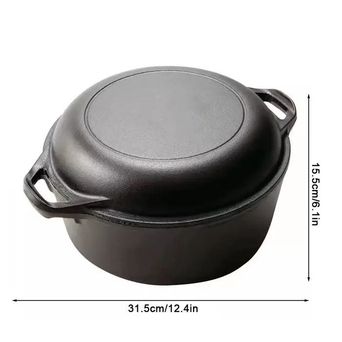 Casserole en fonte 2 en 1 avec deux poignées