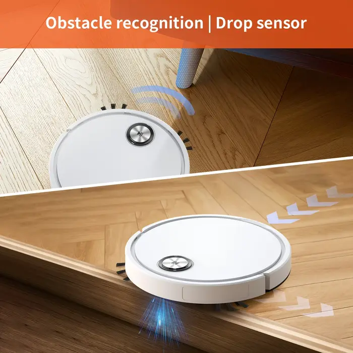 Robot aspirateur et serpillière combinés, aspirateur robot 2 en 1 avec application/télécommande, forte aspiration, fin, idéal pour les sols durs, les poils d'animaux
