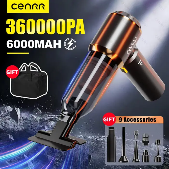 CENRR 360000PA Aspirateur Puissant Mini Sans Fil Portable pour Voiture et Maison