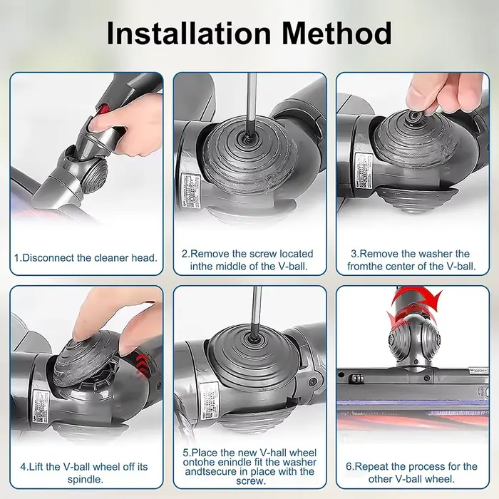 Accessoires de roue à billes en V pour aspirateur Dyson V6 V7 V8 V10 V12 DC58 DC59 DC62