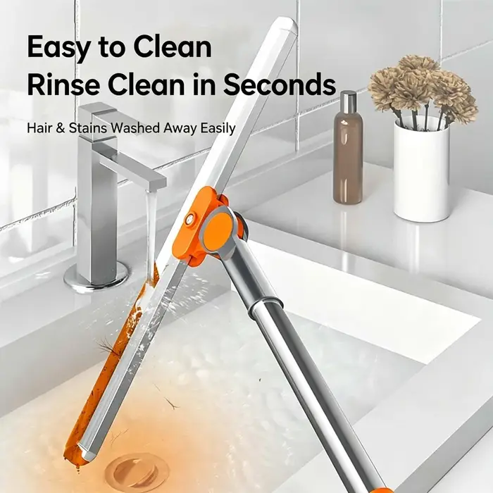 Balai serpillère télescopique multifonctionnel magique avec lame en silicone de 35-48 cm de large pour salle de bain, fenêtres, vitres, douche et dépoussiéreur de cuisine