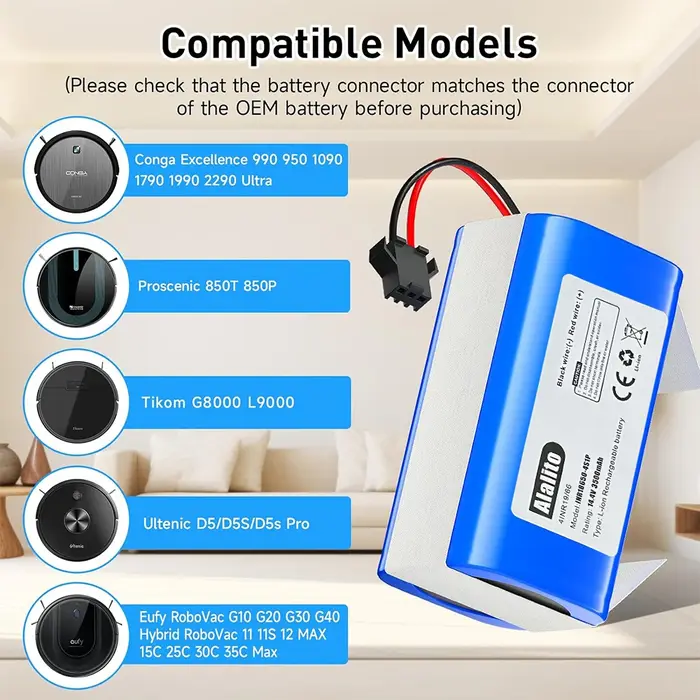 Batterie li-ion 4000mAh pour aspirateur Conga Excellence 990 950 1090 1790 1990 2290 Ultra