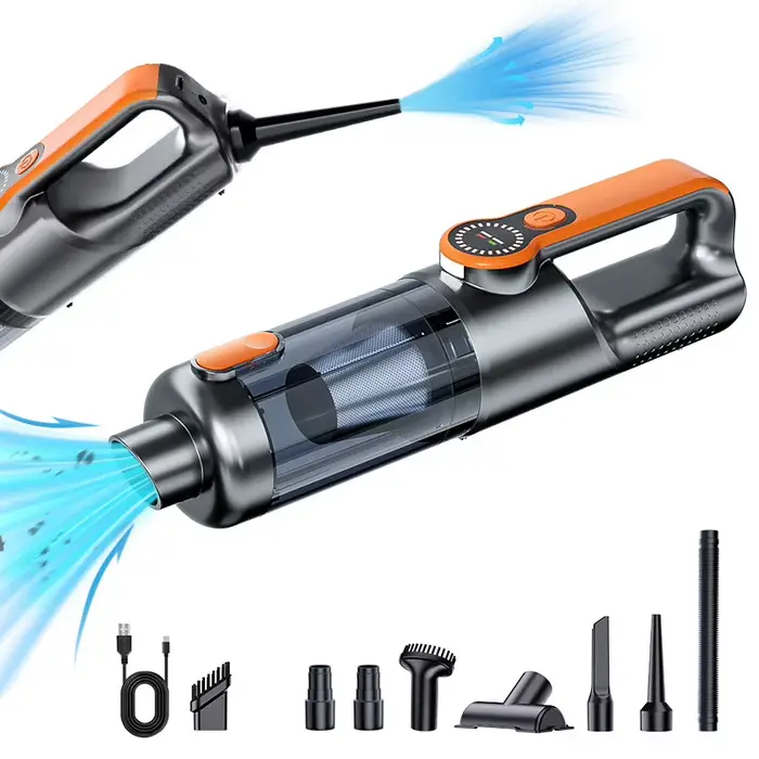 Aspirateur de voiture portable 12V, forte aspiration, double usage sec et humide, aspirateur à main pour l'intérieur de la voiture et le nettoyage domestique