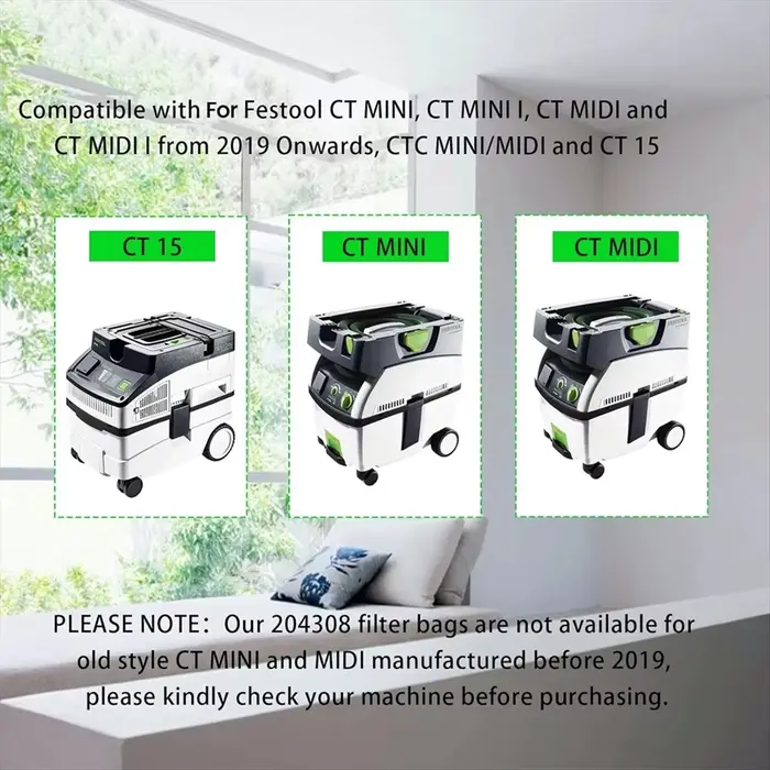 Sac à poussière pour FeStool A61I 204308 CT Mini/Midi -2/5 filtre 204308 CT 15 accessoire d'aspirateur sac de nettoyage