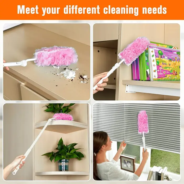 Plumeau à poussière compatible avec la tête de dépoussiérage Swiffer 360, rose