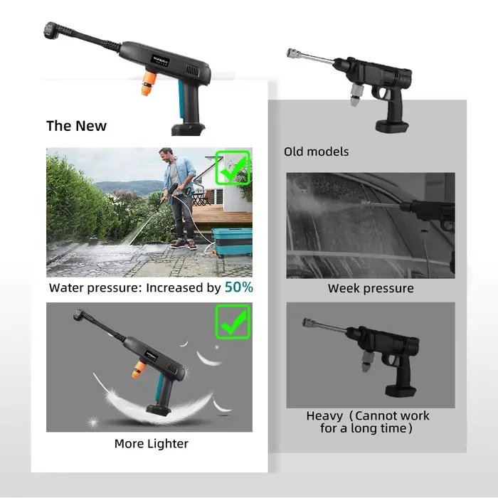 100BAR nettoyeur haute pression laveuse pistolet de pulvérisation 22L réservoir d'eau Portable outil de lavage de voiture 6 en 1 buse pour Makita 18V batterie broche