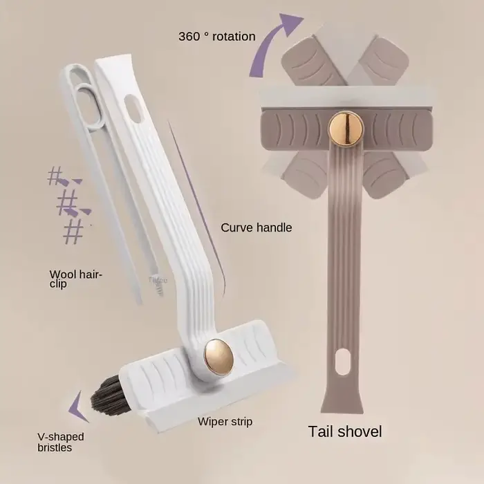 Brosse de nettoyage de carrelage polyvalente 3 en 1 360 ° Épurateur rotatif à poils durs pour sols
