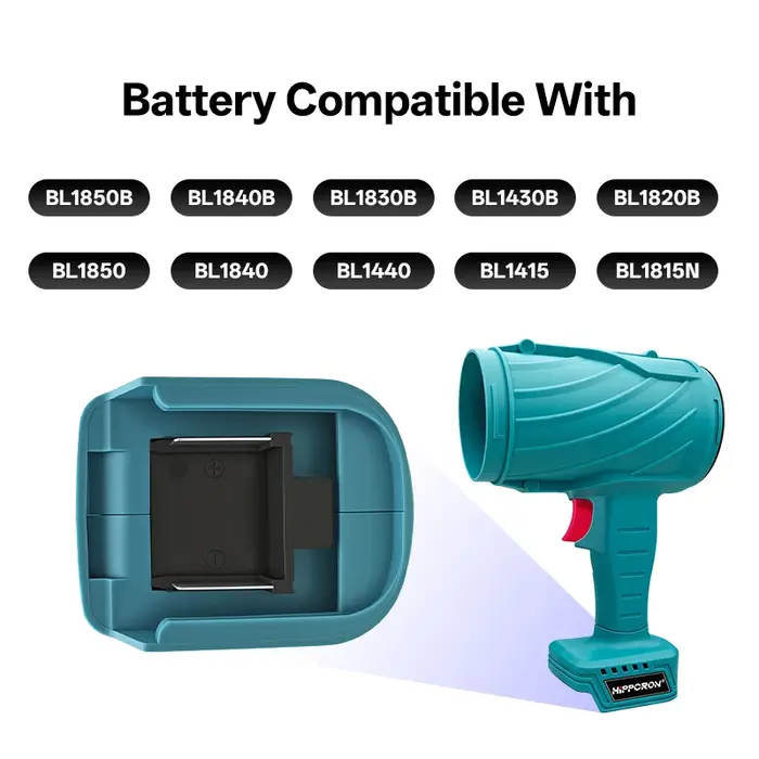 HIPPCRON Souffleur d'air électrique sans fil 2-en-1 31000 tr/min, aspirateur portable haute vitesse 25 m/s pour Makita 18V (sans batterie)