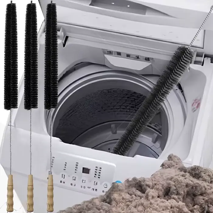 Brosse d'évent de sèche-linge Flexible avec manche en bois pour enlever les peluches