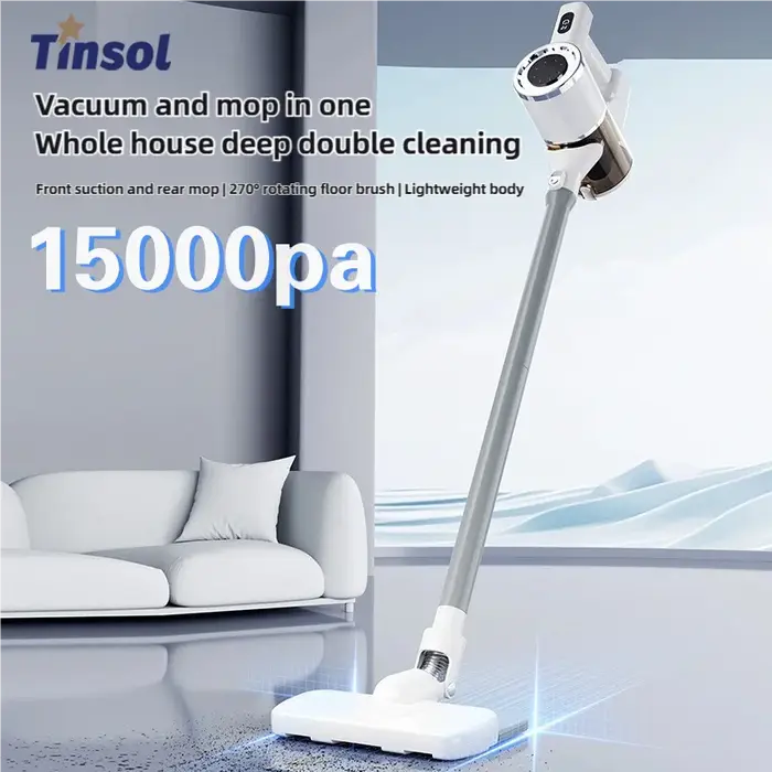 Aspirateur à main sans fil 15000PA, balai sans fil, tasse à poussière de 900ml, balai détachable pour sols durs, tapis, poils d'animaux de compagnie