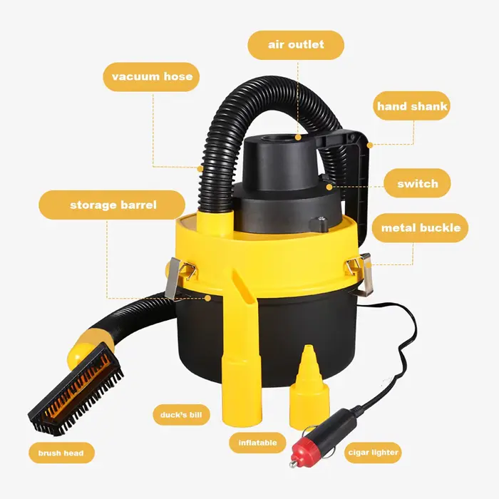Aspirateur multifonctionnel sec/humide DC 12V 60W
