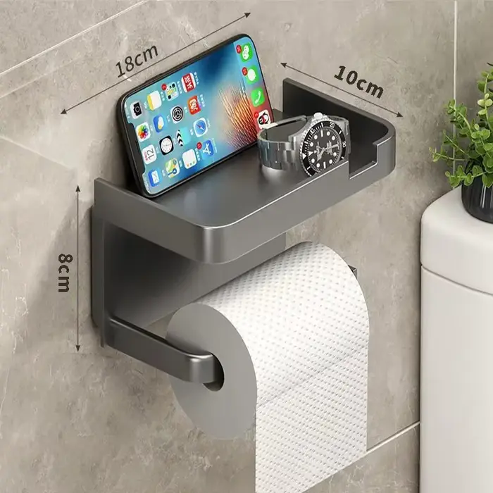 Porte-papier toilette facile à installer - Fixation murale, sans perçage, organisateur de rouleaux -
