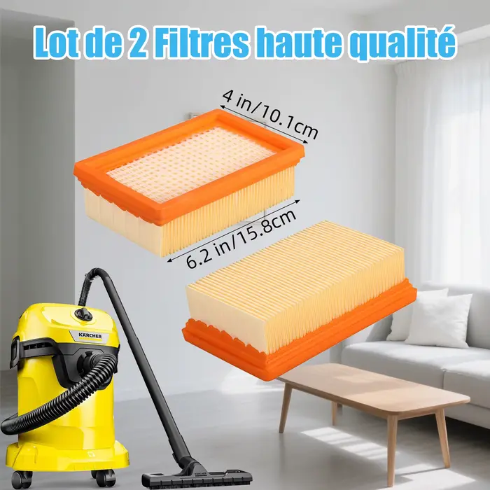Sacs pour aspirateur, ensemble d'accessoires filtrants pour Karcher WD4 WD5 WD6 MV4 MV5 MV6 WD5P WD6P