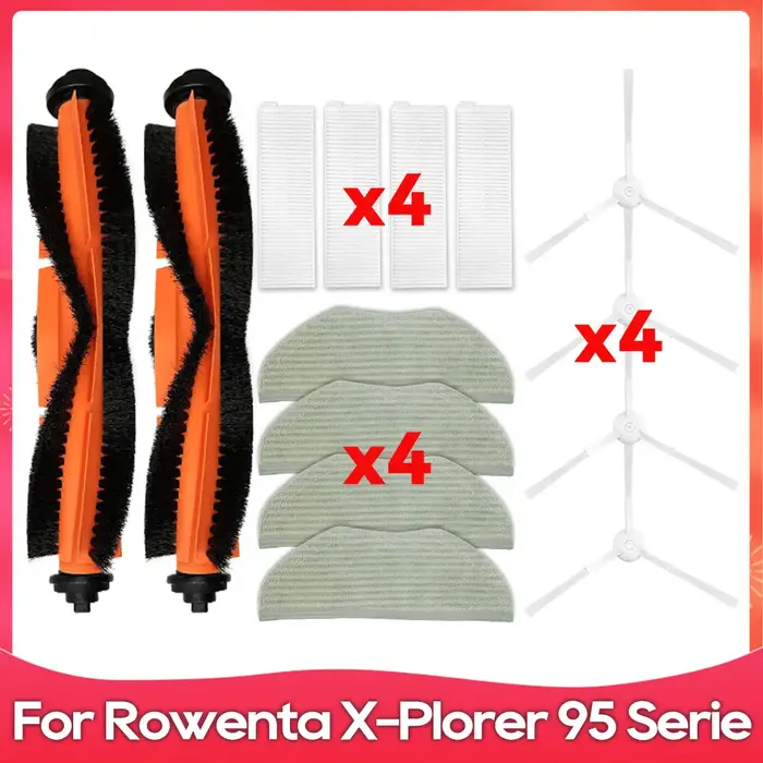 Convient pour Rowenta x-plorer série 95 soins totaux/Animal/RR7947WH/RR7975WH Robot aspirateurs partie brosse latérale principale filtre Hepa vadrouille