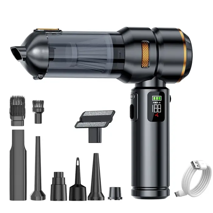 Aspirateur de voiture sans fil, aspirateur à main, souffleur d'air 17000Pa, nettoyage portable avec éclairage LED pour voitures et maison