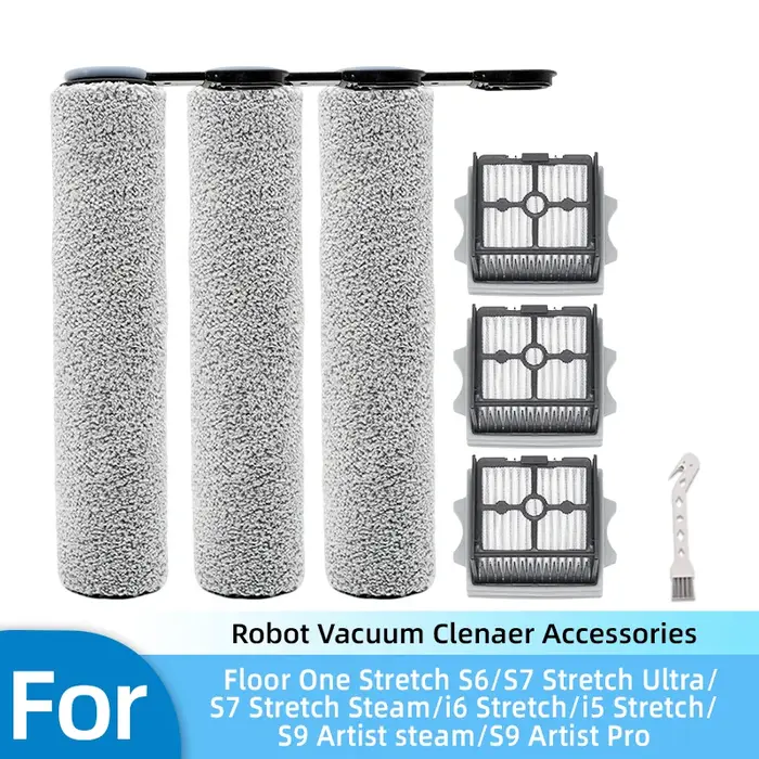 Kit de remplacement de brosse à rouleaux et de filtre compatible avec Tineco Floor ONE Stretch S6
