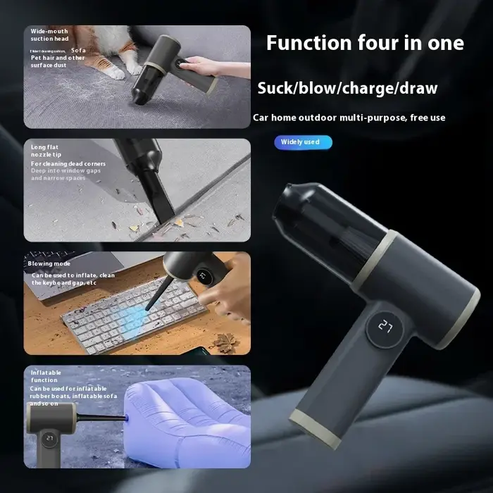 Aspirateur de voiture sans fil portatif 2990000pa 4-en-1 avec fonctions d'aspiration