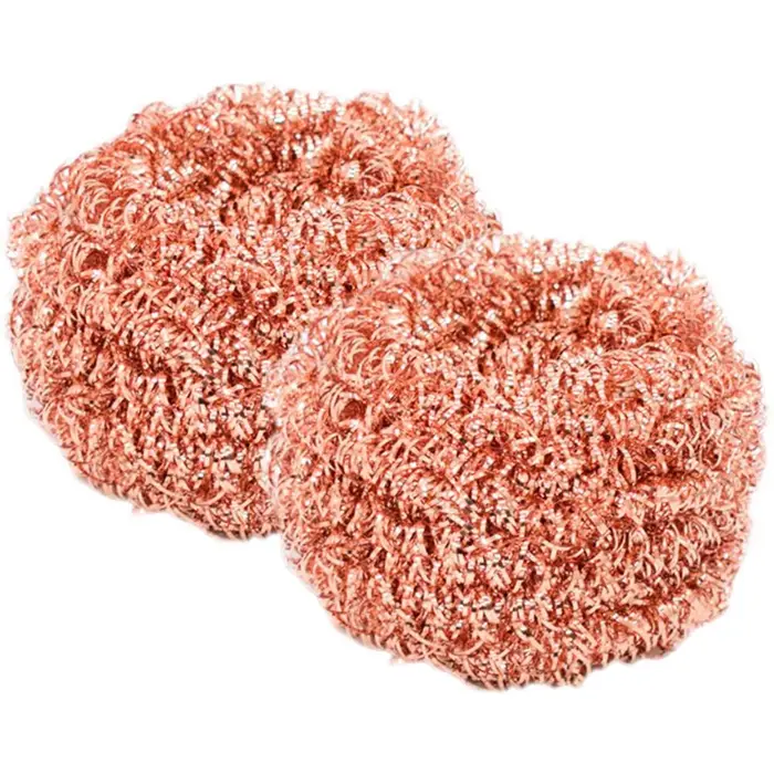 Lot de 2 brosses à vaisselle en fil de cuivre, tampons de nettoyage pour casseroles, poêles, évier, 
