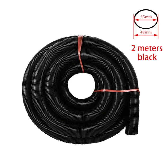 Tuyau fileté pour aspirateur, intérieur 35mm/extérieur 42mm, pailles à soufflet, tuyau souple et Flexible Durable, Tube de remplacement noir