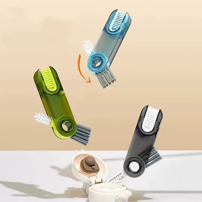 Brosse de nettoyage 3-en-1 pour bouteilles et couvercles