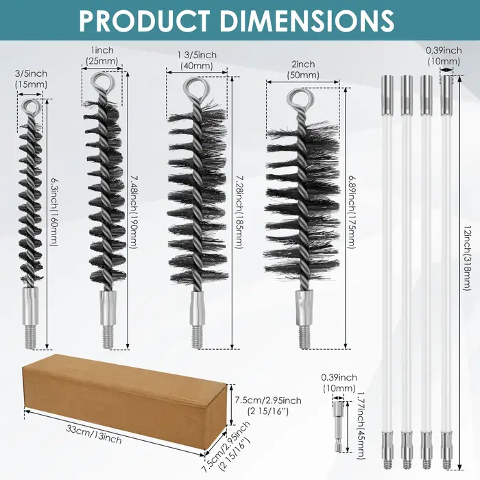 1 ensemble de brosses de nettoyage de tuyaux