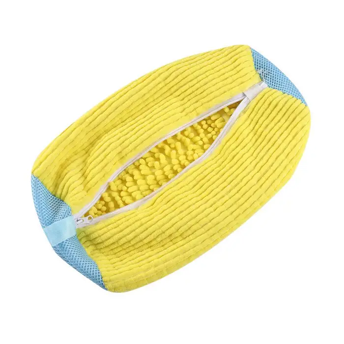 Fibre moelleuse 360 ° Sac de lavage de chaussures de nettoyage Surround – Sac à linge réutilisable et durable lavable