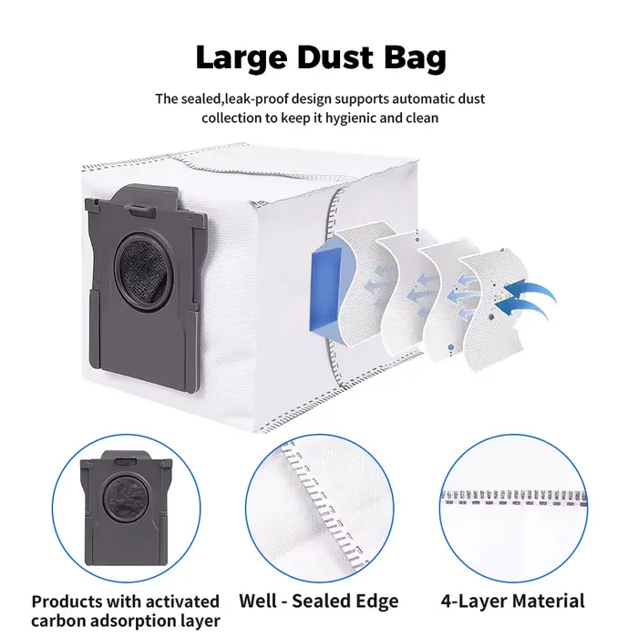 Sacs à poussière et chiffons de nettoyage pour robots aspirateurs Dreame X30/X40/X50 Ultra