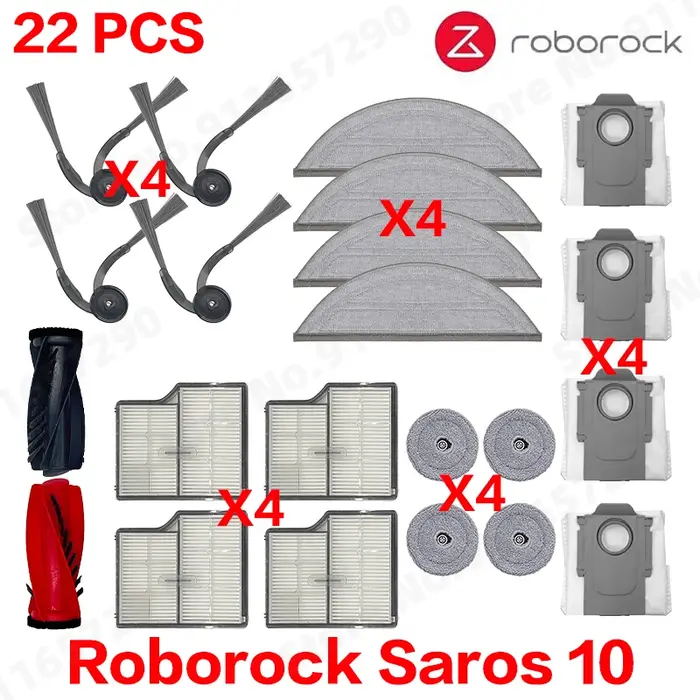 Accessoires Roborock Saros 10 Rouleau principal Brosse latérale Filtre HEPA Chiffon de nettoyage Sac à poussière Pièces de rechange pour aspirateur robot