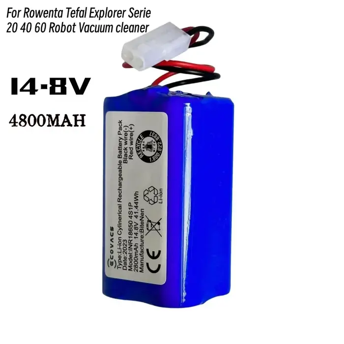 Batterie 14.4V-14.8V 4800mAh 4S1P RS-RT900866 CMICR18650F5 pour aspirateur robot Rowenta Tefal Explorer Série 20 40