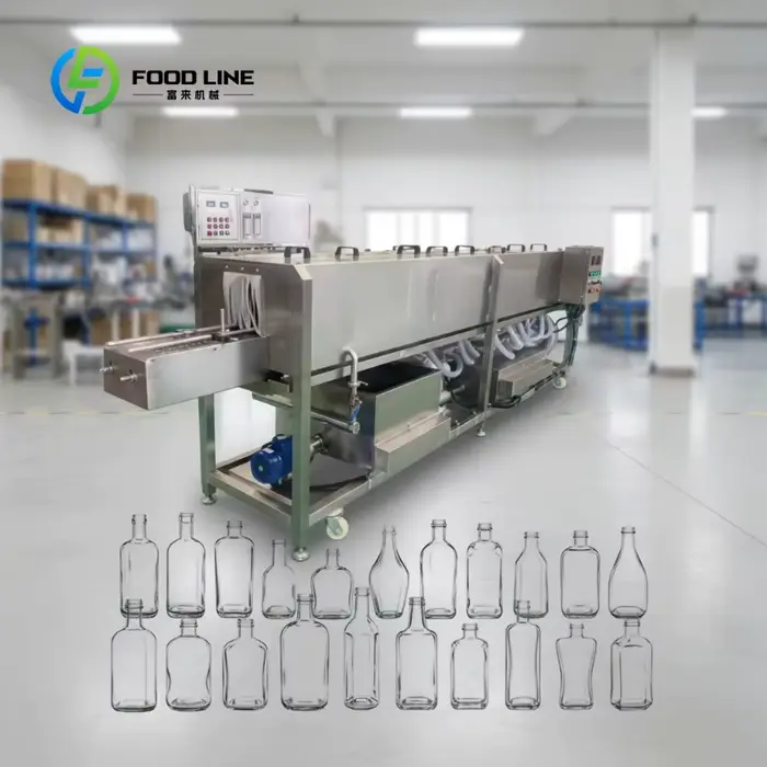 Nettoyeur haute pression automatique personnalisé avec lavage à l'eau froide et séchage intégré pour bouteilles en verre et en plastique