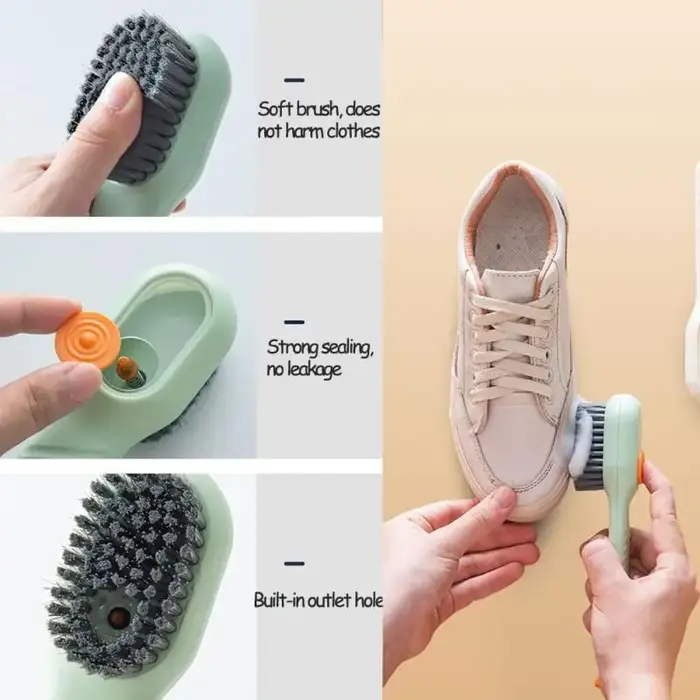 Brosse de nettoyage à poils souples, liquide pour chaussures, brosse à Long manche pour vêtements, p