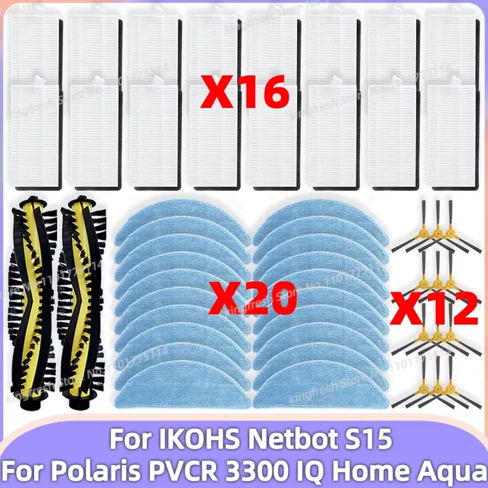 Compatible avec IKOHS Netbot S15 / Polaris PVCR 3300 IQ Home Aqua Brosse Filtre Chiffon Accessoires