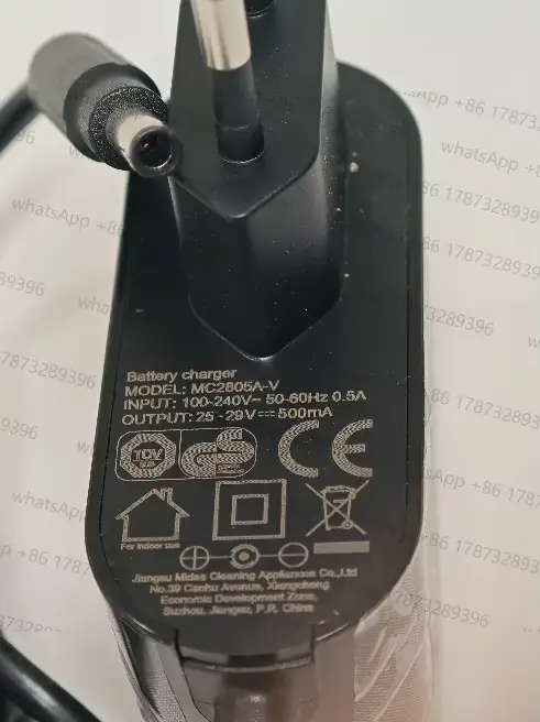 MC2805A-V convient au chargeur d'aspirateur Midea 25-29v 500MA, prise standard européenne noire