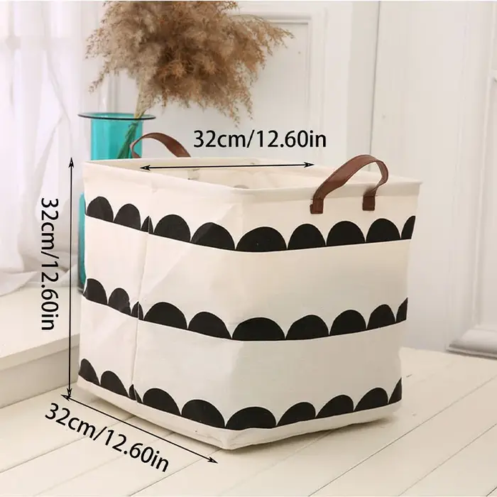 Panier de rangement pliable en tissu pour la maison, coton, lin, vêtements sales, articles divers, b