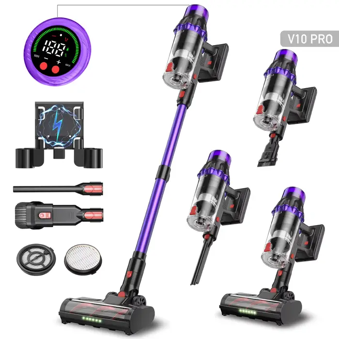 Aspirateur sans fil V10 550W 35000PA – Moteur puissant sans balais, aspirateur domestique portatif