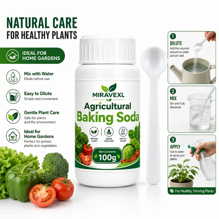 MIRAVEXL Bicarbonate de soude agricole 100g – Poudre dilutable dans l'eau pour l'entretien des plantes