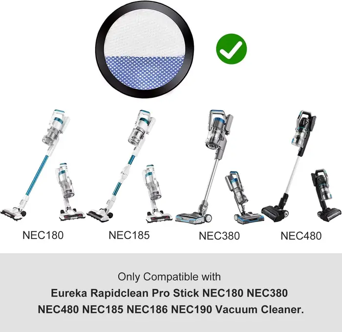 Filtre Eureka pour aspirateur balai sans fil RapidClean Pro NEC180 NEC185 NEC186 NEC190