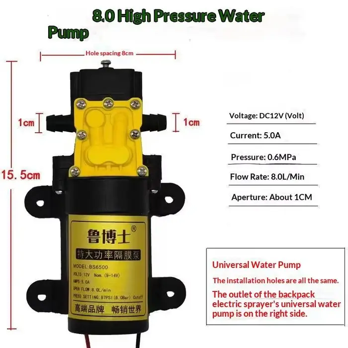 Pompe à eau électrique haute pression agricole 12V pour des tâches de pulvérisation efficaces