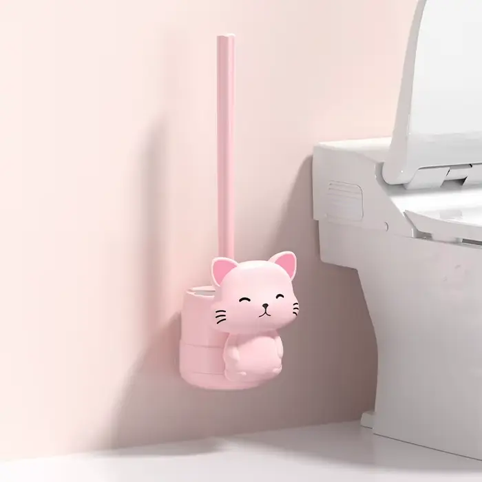 Ensemble de brosses de toilette murales en forme de chat mignon, brosse de nettoyage de toilettes sa