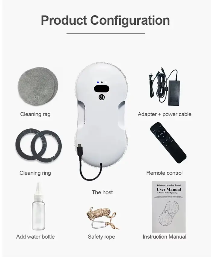 Robot nettoyeur de vitres intelligent, machine électrique de nettoyage de vitres avec télécommande p