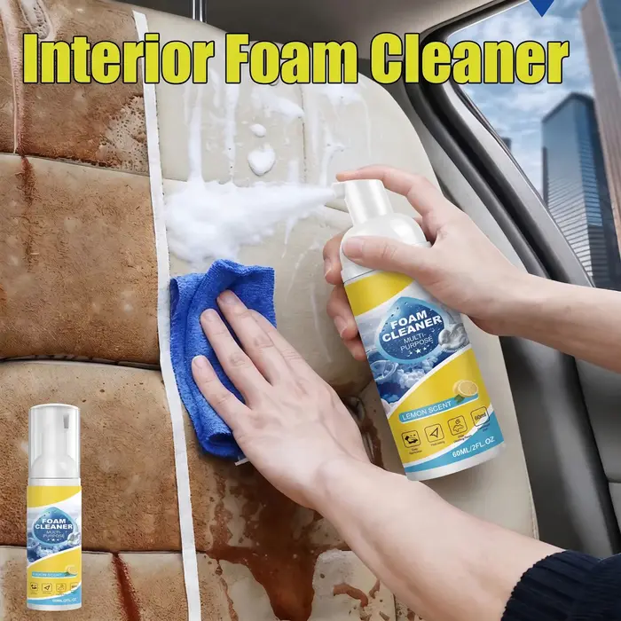 Nettoyant moussant multi-usages 2-en-1 pour sièges de voiture et éliminateur de taches sur tissus