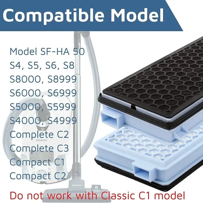 SF-HA 50 filtres HEPA compatibles avec les aspirateurs Miele Compact C1 & C2, complets C2 & C3, S8340 S4 S5 S6 S8 S8000 Series